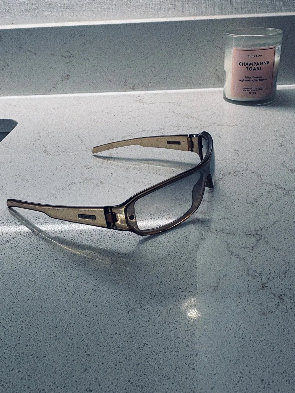 Vintage Gucci Y2K Brown Smoke Wraparound Shield Sunglasses